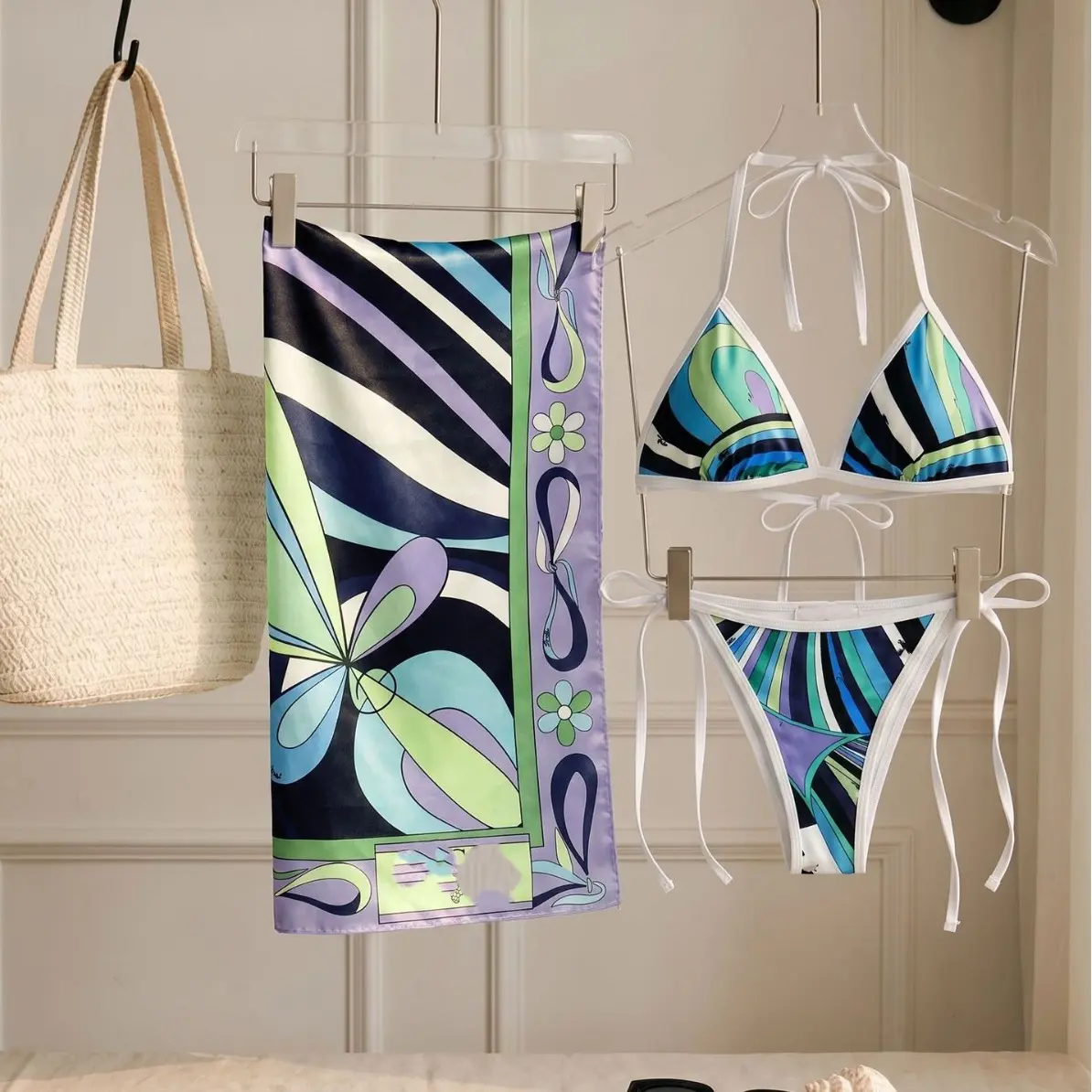 2026 Sexy Printed Bikini New Women's Swimwear Three-Piece Set bikini swimwear