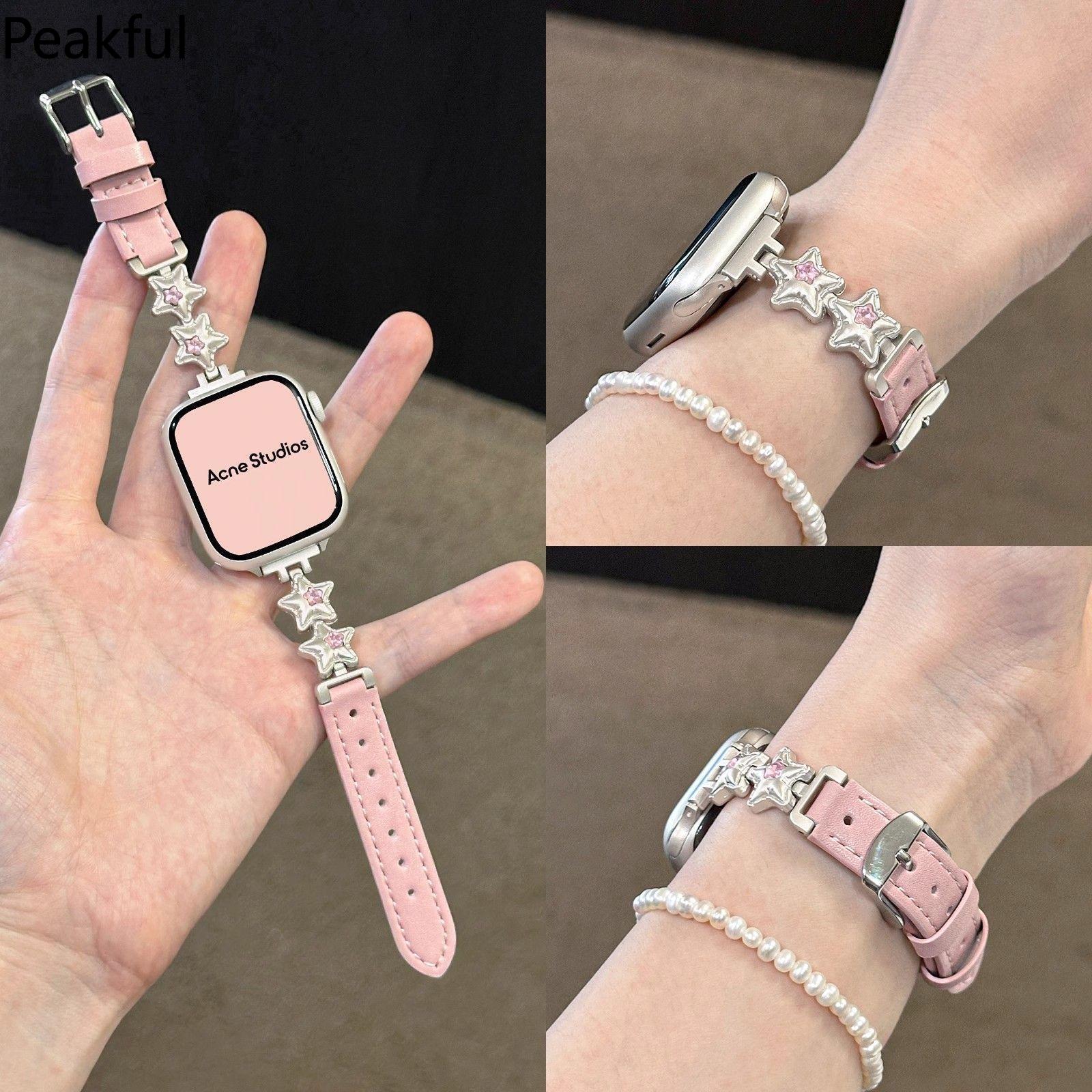 S11 Huaqiang North S10 strap max for Apple iwatch9876543 balloon star metal leather wristband