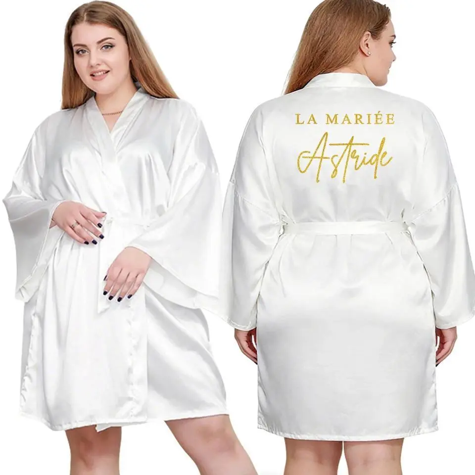 Plus Size Personalized Name and Date Robe Bride Bridesmaid Bathrobe Birthday Party Gown Add Any Text Robes