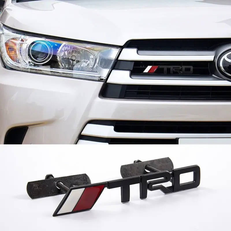 3D TRD Logo Car Front Grille Trunk Metal Emblem Badge For Toyota Supra Aygo Prado RAV4 Hilux Yaris Corolla 4Runner Camry Avalon Auto Accessories