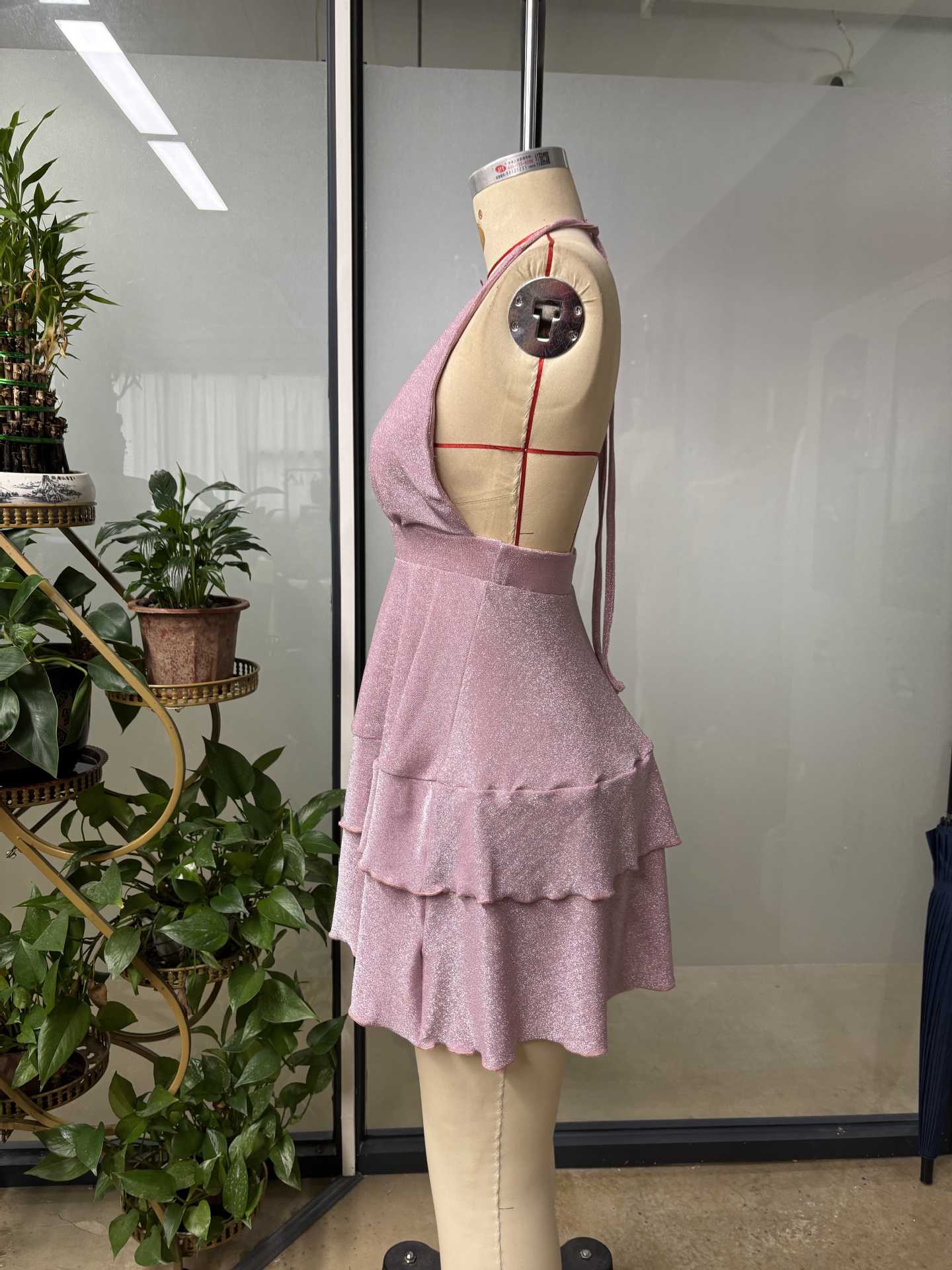 Women's Slim-Fit Evening Dress with Deep V-Neck, Sexy Style