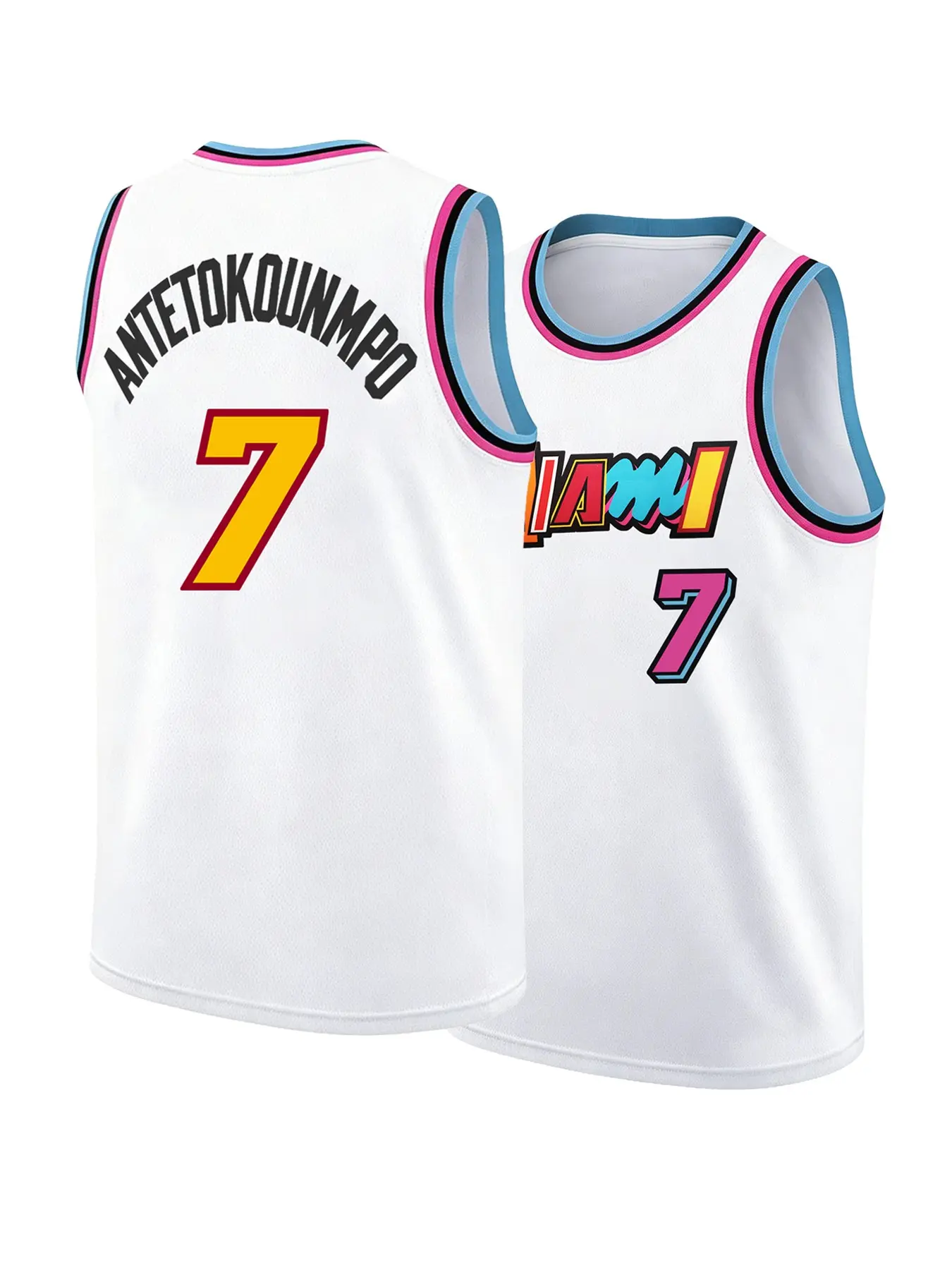 #7 Miami Color Block Basketball Vest | Stitched Embroidered Sleeveless Men Women Casual Hip Hop Streetwear