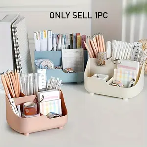 Desktop Storage Box, 1 Count Large Capacity Desktop Storage Box, Multifunctional Storage Box for Makeup & Stationery & Skincare, Desktop Organizer, Cute Desk Accessories, Desk Organizer Tidy