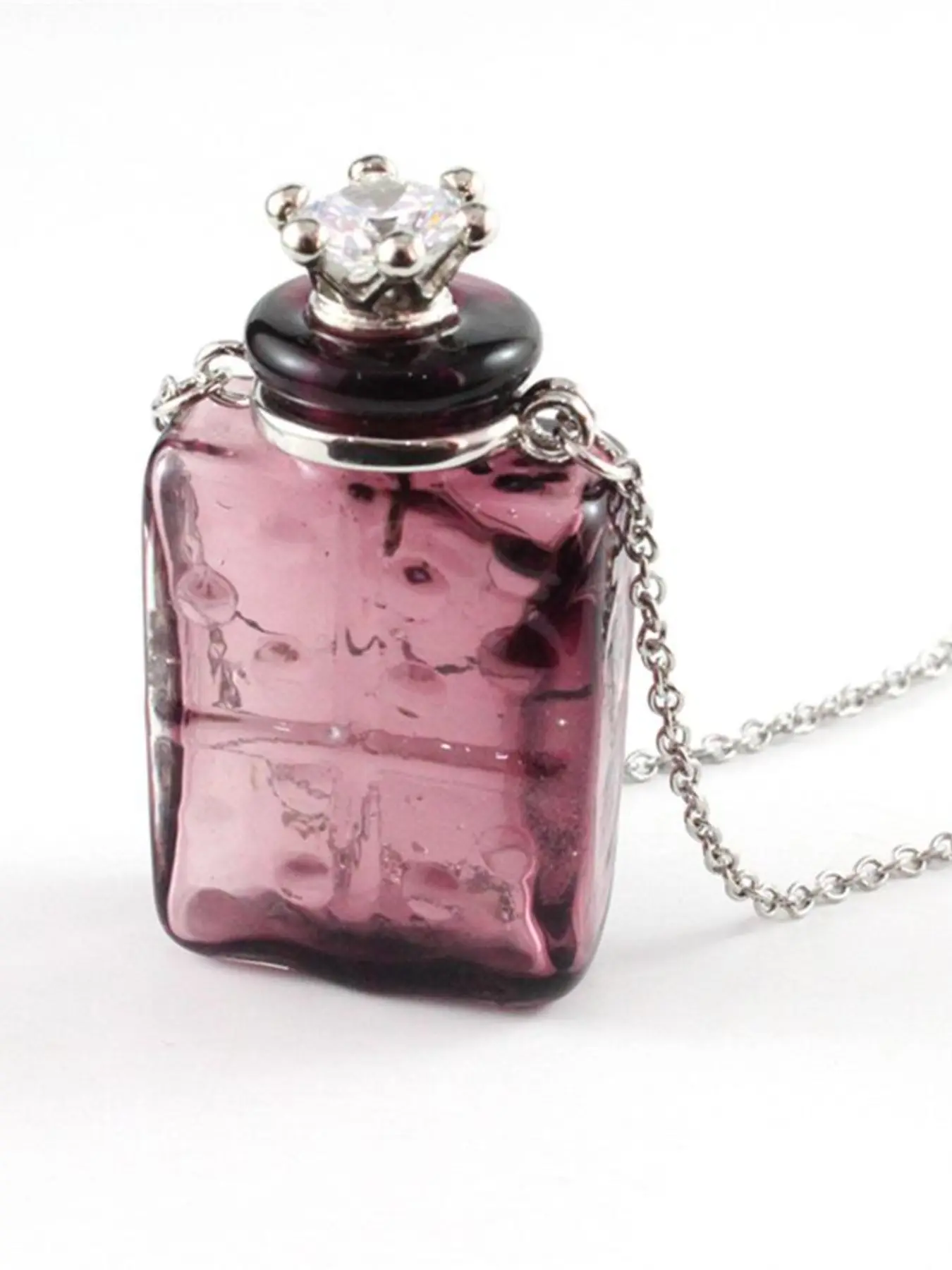 Perfume Bottle Pendant Stainless Steel Necklace, Openable Essential Oil Holder, Casual Daily Wear Jewelry