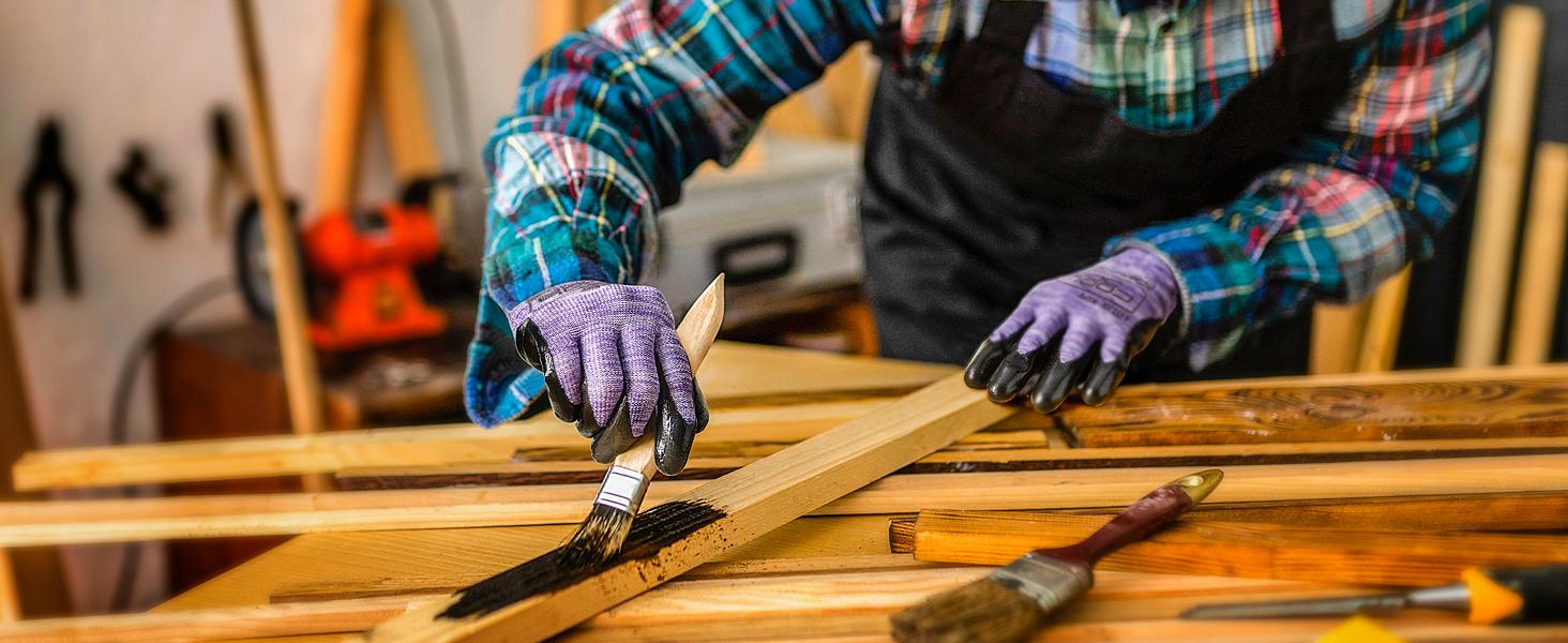 10 Pairs Nitrile Dipped Coated Safety with Grip, Non-slip Bulk Roofing Gloves for, Oil-resistant Gear for Package Handler, Warehouse, Medium