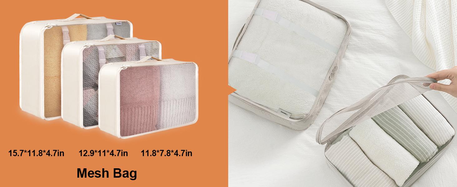 8 Set Packing Cubes for Suitcases, Travel Luggage Packing Organizers with Laundry Bag, Compression Storage Shoe Bag, Clothing Underwear Bag, for Man & Women