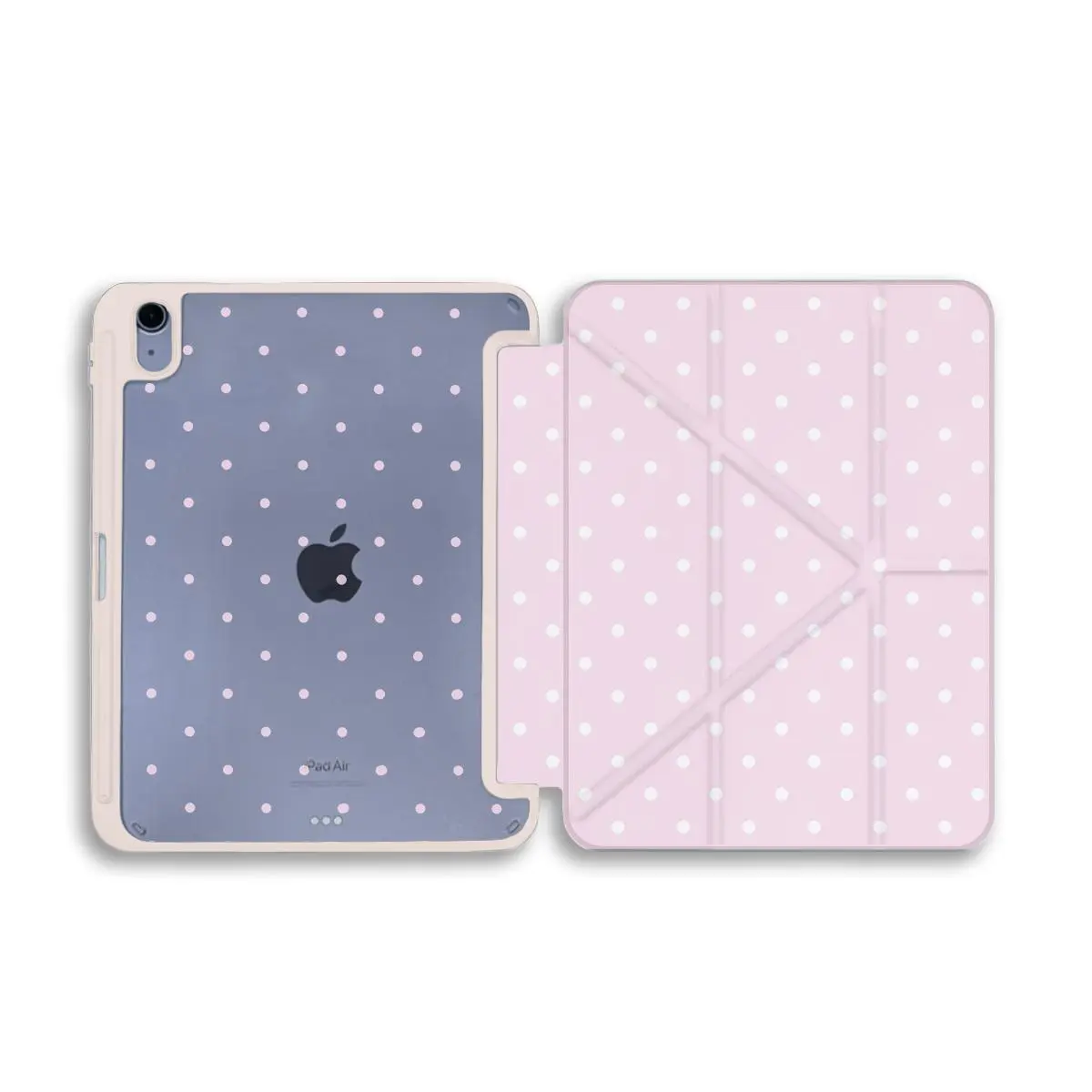 Cute Pink Dots iPad Case for iPad Pro 11-inch (2024) / iPad Air 6 (2024) / iPad mini 6, Silk Texture PC Back Cover with Pencil Holder