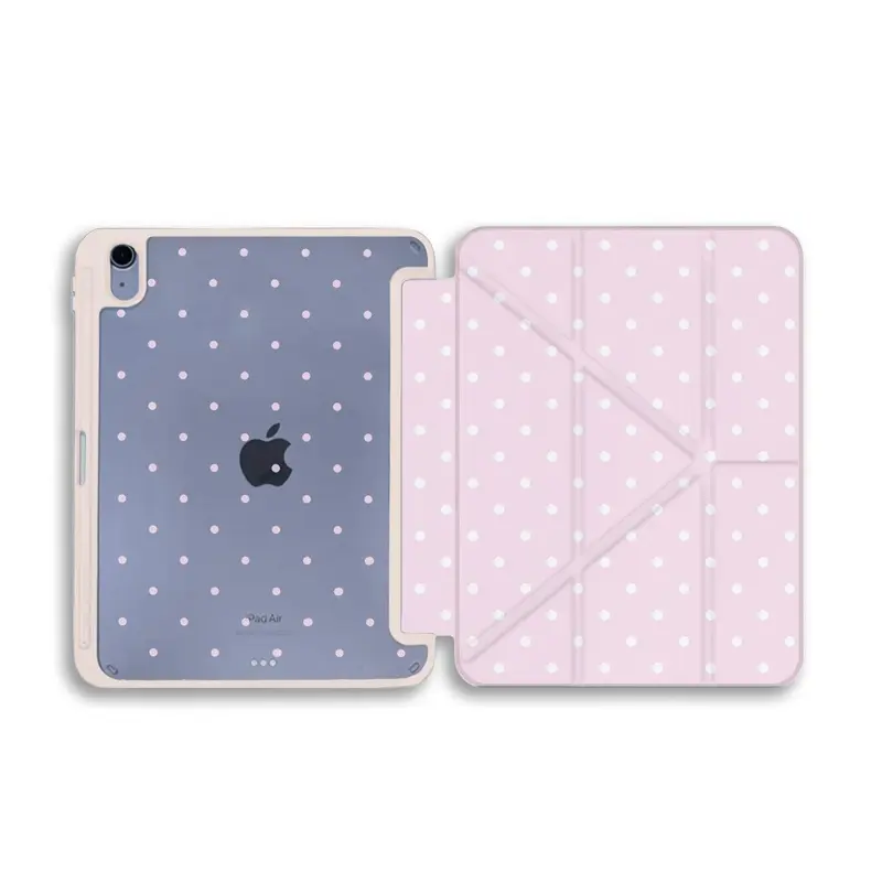 Chic Pink Dots Shockproof Tablet Cover - Silk-Soft Grip Protective Drop-Safe PC Shell & Casing with Pencil Holder, for 11-in 2024 Pro, 2024 Air 6, mini 6, Featuring Sleeve Functionality & Device Protection