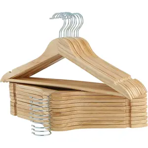 Solid Wooden Hangers 20 Pack, Wood Suit Hangers with Extra Smooth Finish, Precisely Cut Notches and Chrome Swivel Hook, Clothes Hangers for Shirt Coat Jacket Dress, Natural