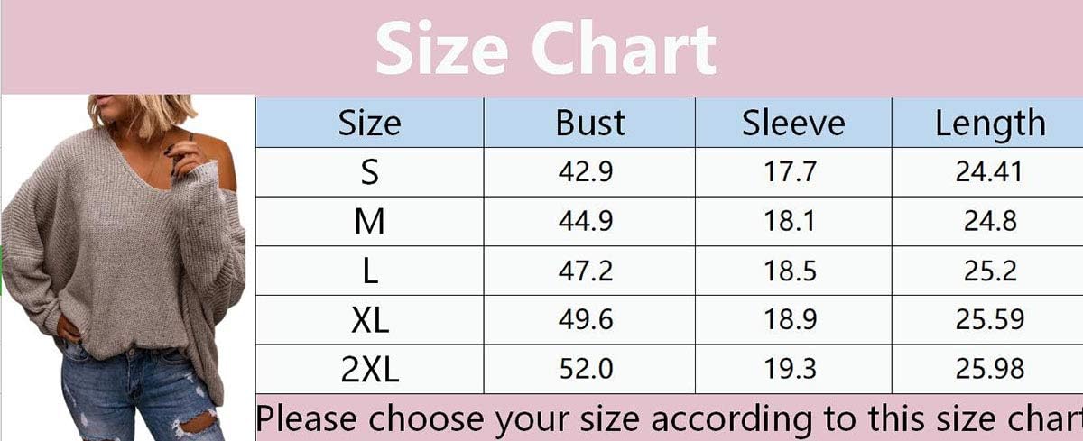 FMEYOA Casual Women's V Neck Long Sleeve Knit Loose Oversized Pullover Comfy Sweater Top