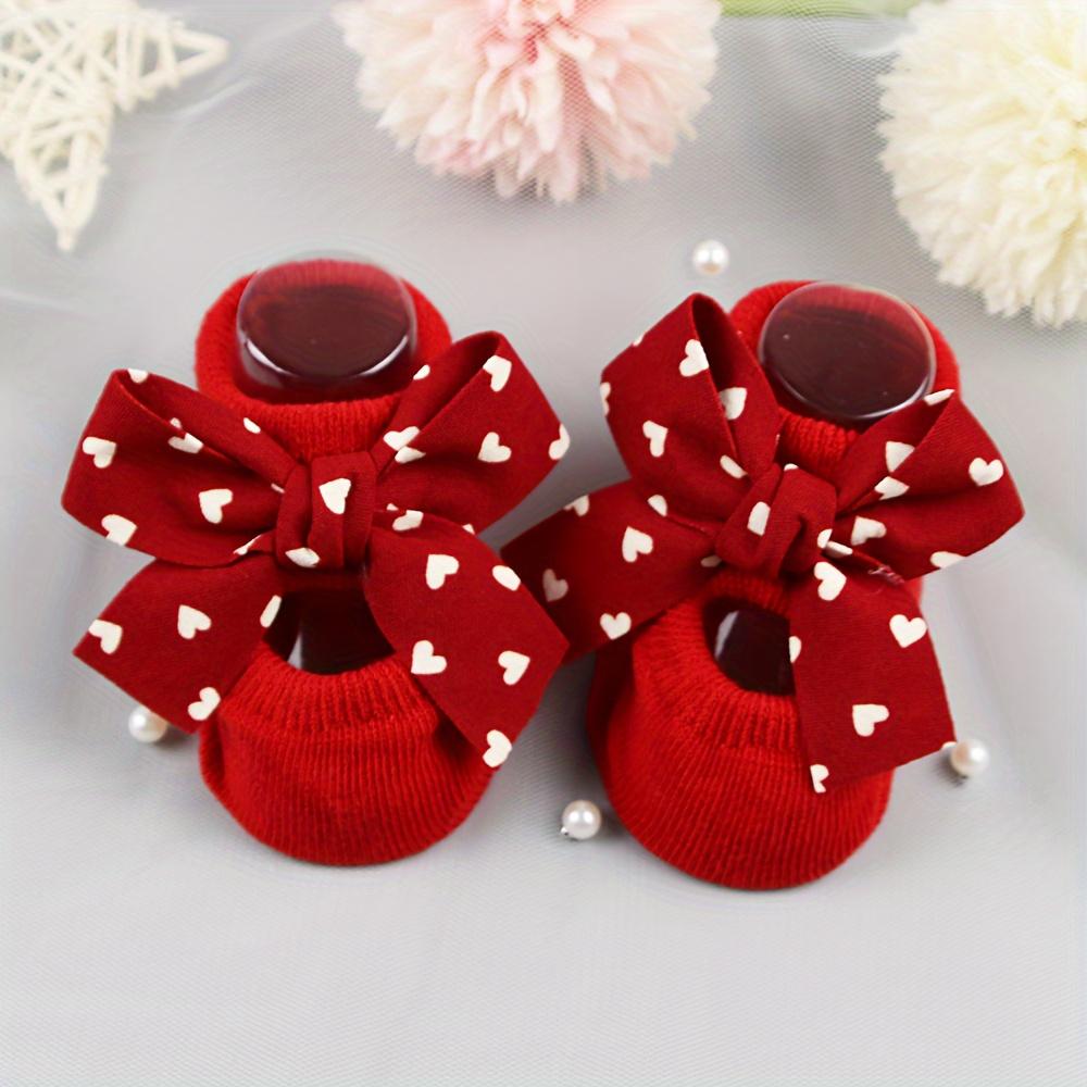 1 Pair New Style Big Red Baby Socks with Anti-Slip Sole, Baby Anti-Slip Socks, Floor Socks, Boat Socks, Suitable 0-1 Years Old