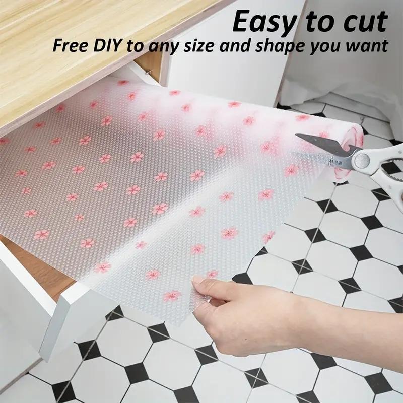 Cute Cherry Blossom Pattern Drawer Mat, 1 Roll Washable Non-slip Refrigerator Liner, Easy To Cut, Waterproof Oil-proof & Stain-proof Drawer Mat for Home Kitchen Supplies Household Placemat