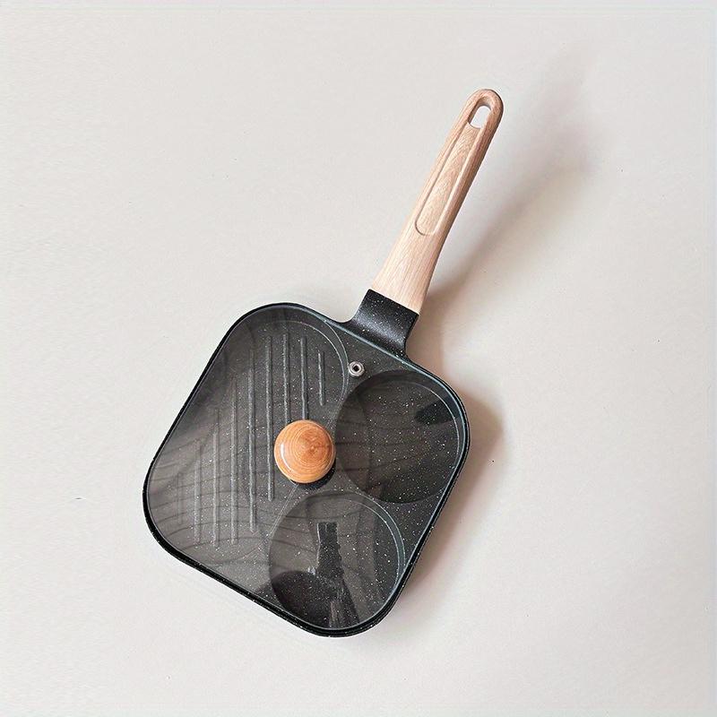 Non-Stick Aluminum Frying Pan with Lid - 3-Section Griddle for Eggs, Steaks & Breakfast - Ideal Covered Skillet for Perfect Morning Meals, Versatile