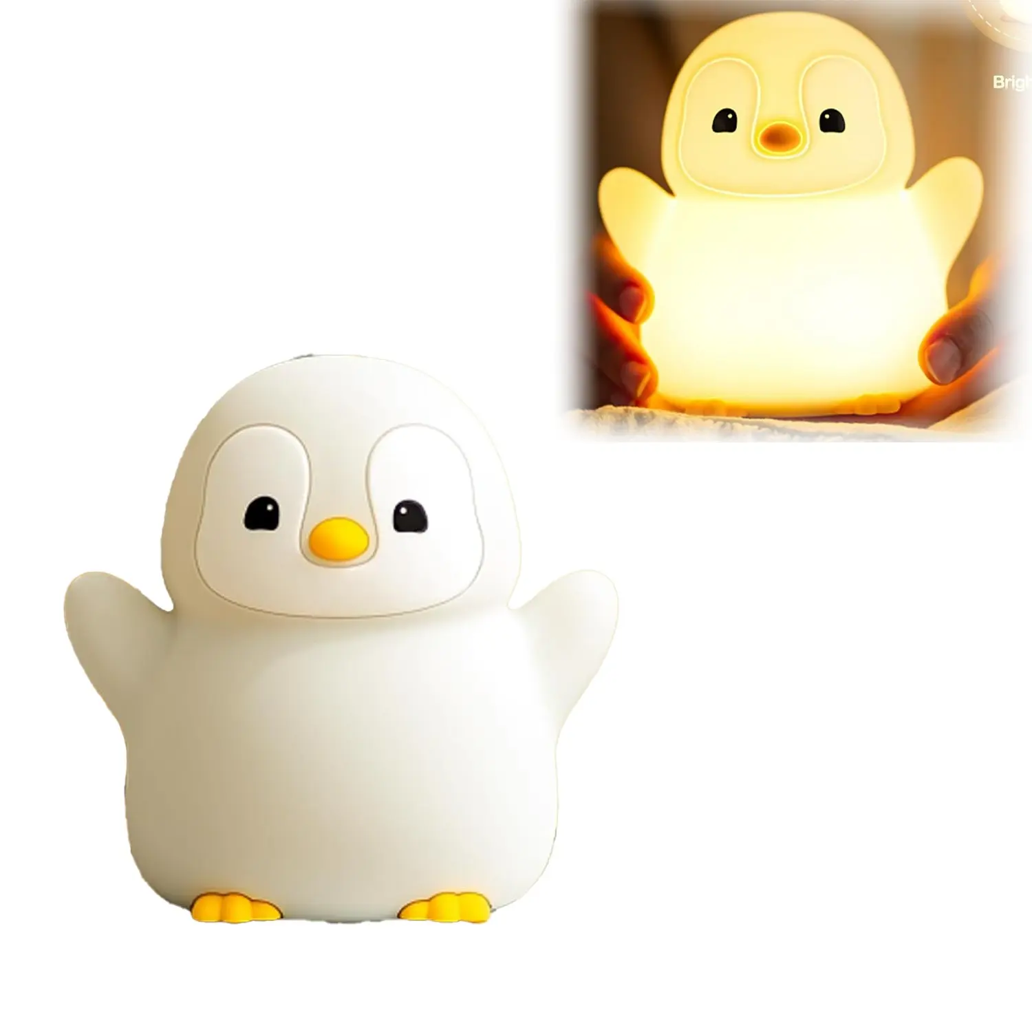 Happy Penguin Night Light, LED Soft Novelty Animal Lamp, Food Grade Silicone, 2-Level Dimmable, Nursery Night Light, Office Desk Decor, Fun Gift for Boys and Girls, Christmas Gift, Dimmable Nightlight
