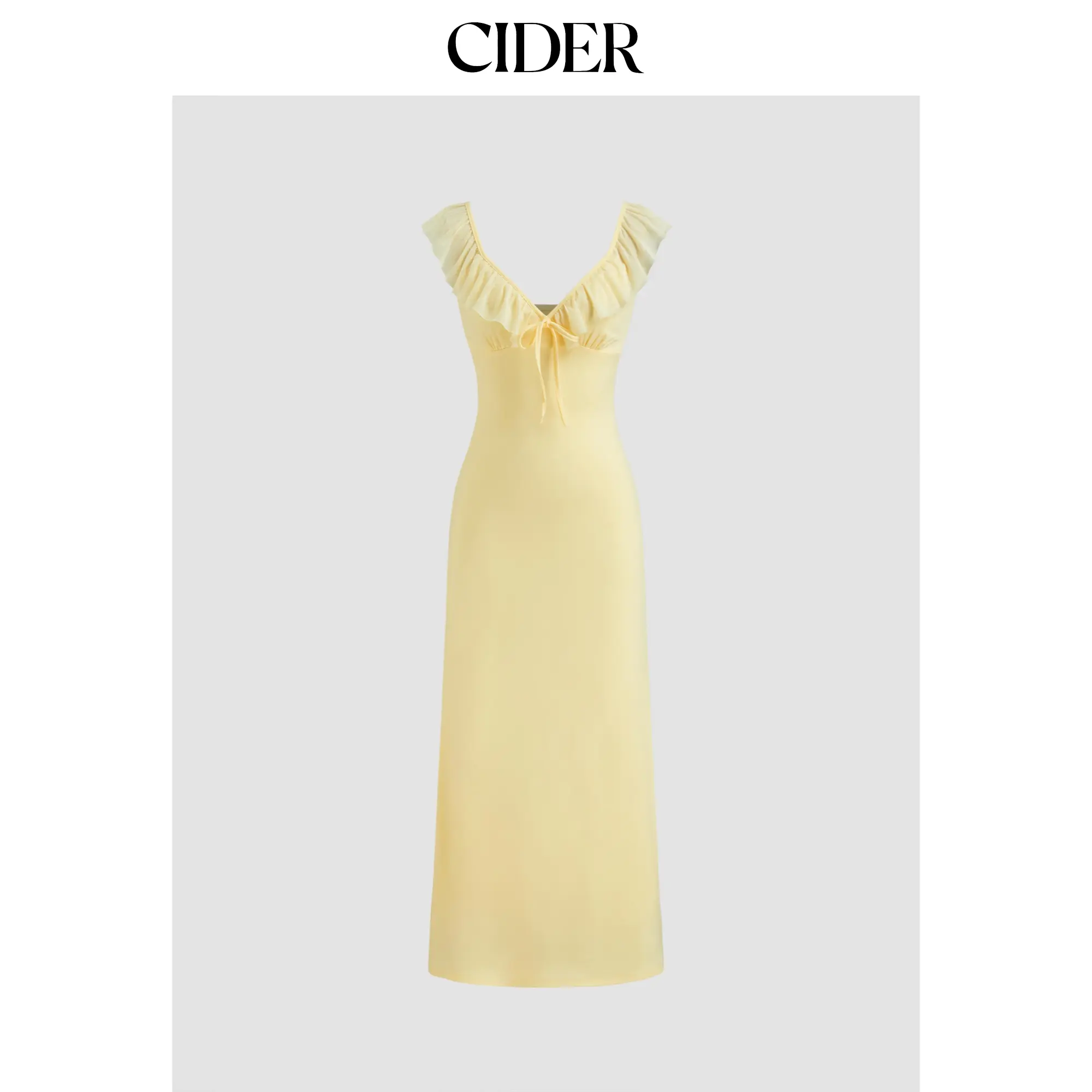 Cider Sweetheart Ruffle Knotted Maxi Dress