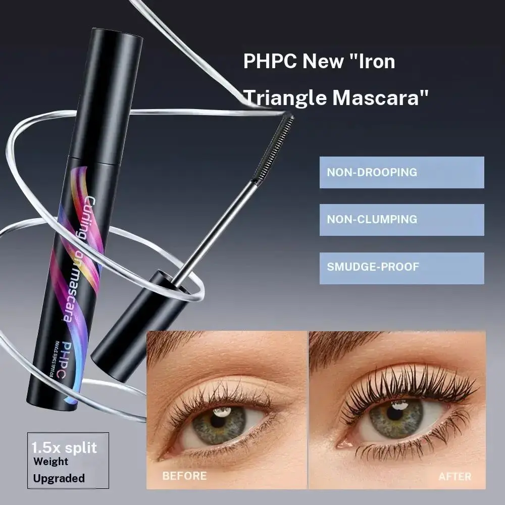 Phpc Steel Triangle Mascara, Long-Lasting Waterproof Formula, Smudge-Proof & Clump-Free, Suitable for All Skill Levels, Durable Lash Enhancer