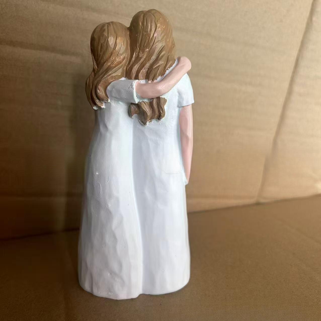 Handmade Mother & Child Resin Sculpture, Vintage Angel Figurine, Mother's Day Gift, Home Decor Ornament