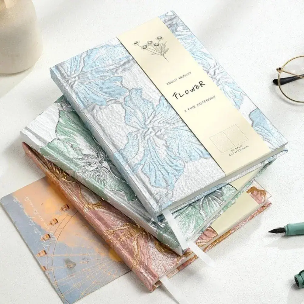 Creative A5 Hardcover Notebook Embossed Lily Gold Cover Hand Account Book Thick Paper Notepad Student Stationery