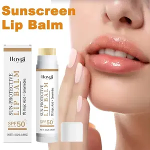 Sun Protective Lip Balm Spf50+, Hydrating Lip Sunblock, Fade Lip Lines, Nourishing Moisturizing, Brighten with Kojic Acid Ceramide