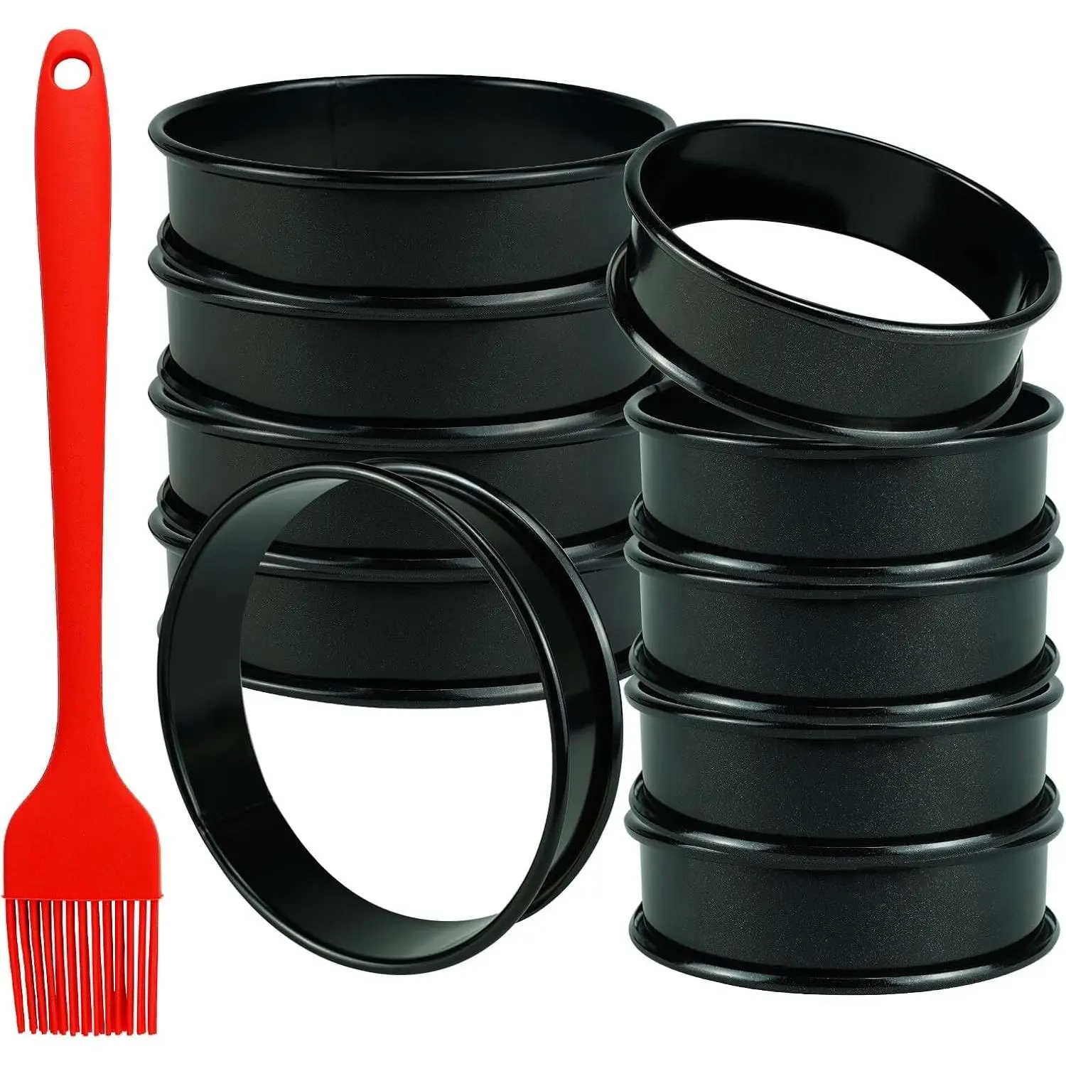 10 Pack Cookie Rings for Baking NONSTICK Upgrade Double Rolled Tart Rings, Cookie Circle Baking - 4 Inch+3.35 Inch Set Round Metal Pastry Ring Mold for Bakings, Pancakes