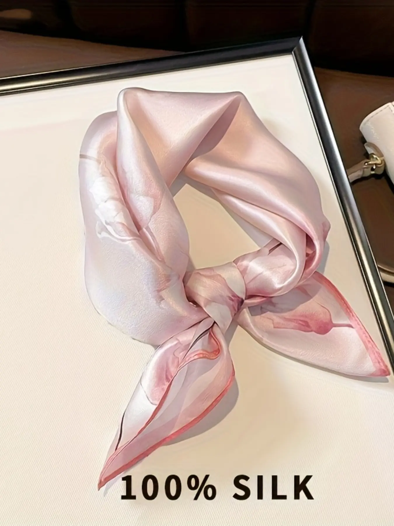 1 piece, 70cm * 70cm, scarf, elegant handkerchief, pink floral pattern, lightweight summer fashion scarf, can be layered or worn alone, exquisite design, luxurious texture, essential for spring outfits, versatile and fashionable, hand-washing option avail