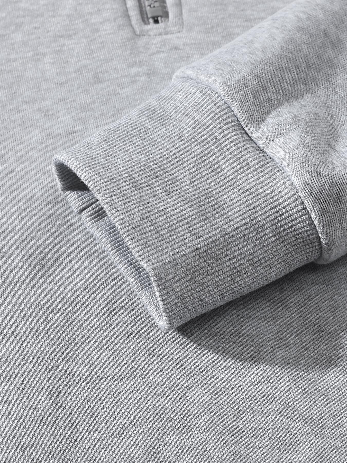 Men's Half-Zip Fleece Hoodie, Casual Plain Long Sleeve Drop Shoulder Sweater, Thick Fabric for Fall & Winter, Sporty Fashion Pullover