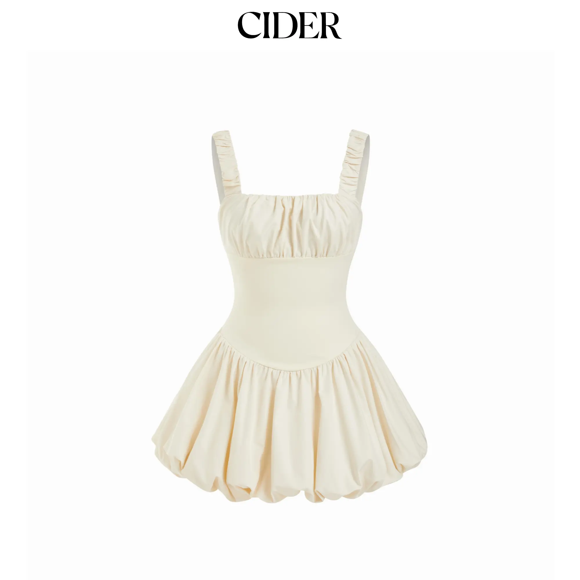 Cider Ruched Square Neck Smock Mini Dress SummerFinds