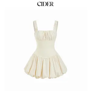 Cider Ruched Square Neck Smock Mini Dress Dealsforyou