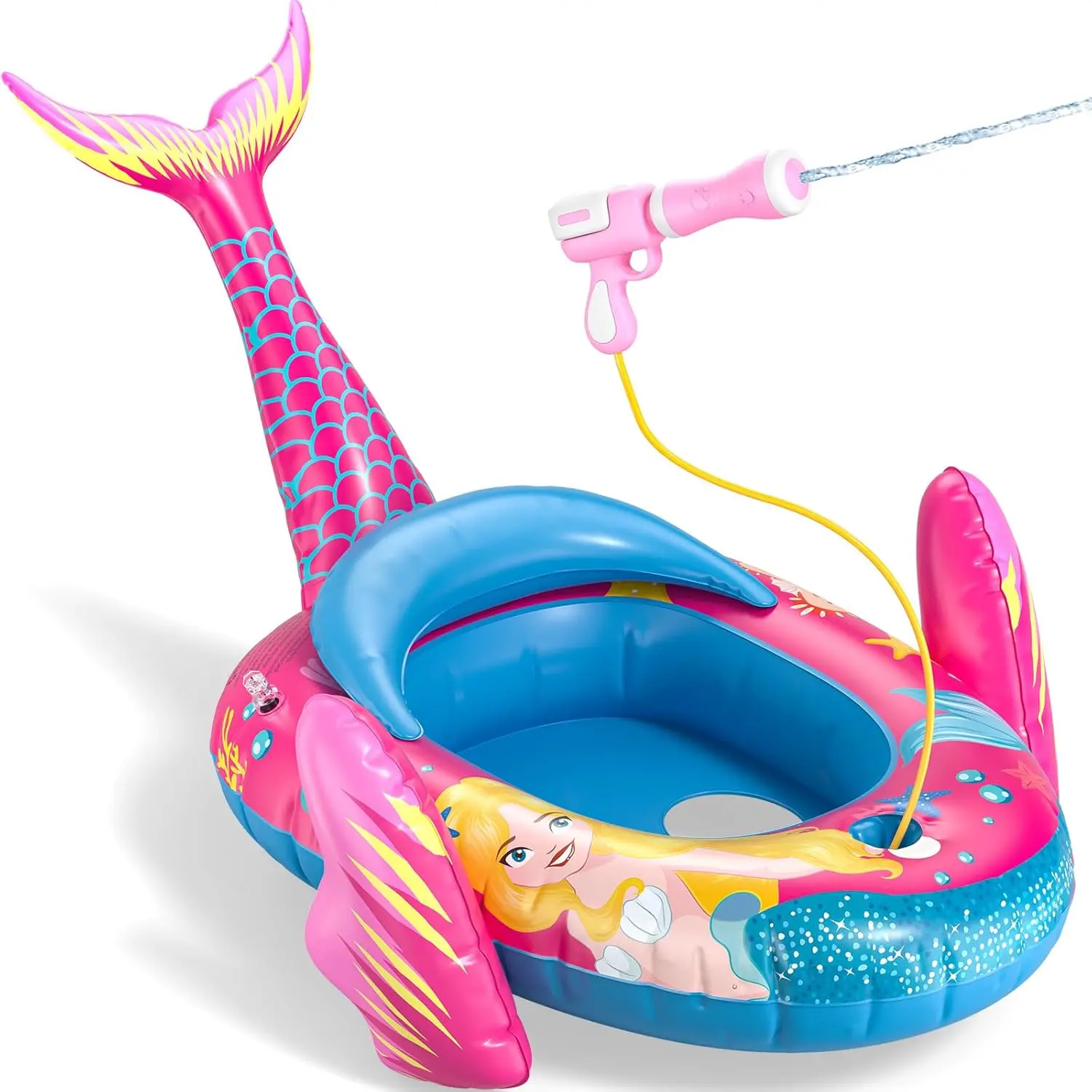Kids Pool Floats with Water Gun, Toddler Inflatable Pool Toys for Kids Age 3-8 Years Old, Summer Outdoor Water, Beach, Swimming Pool Toys Gift for Girls