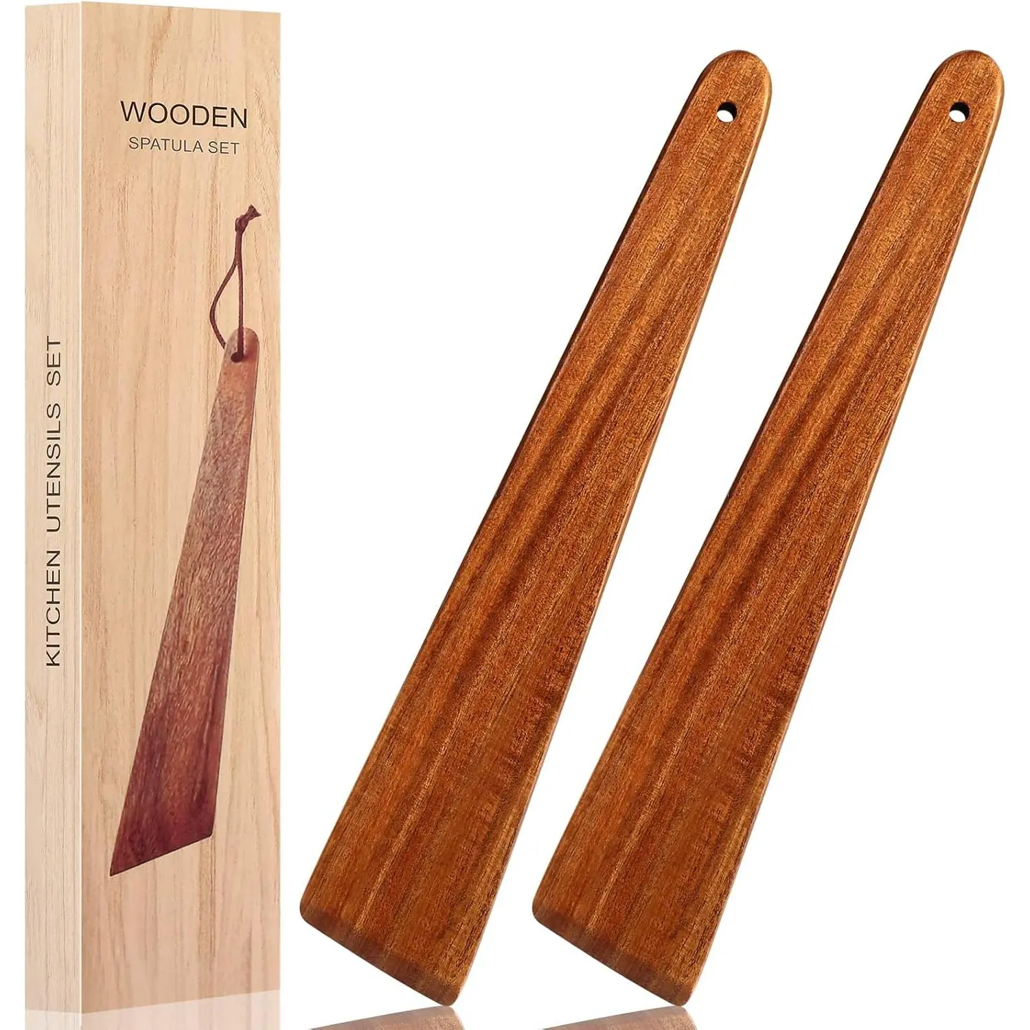12″ Teak Wooden Spatula, Kitchen Spatula Turner, Egg Scraper, Flat Wooden Turner,  Cooking Utensil,  Flipper, Kitchen Spatulas for Flipping, Serving, Scraping & Turning.