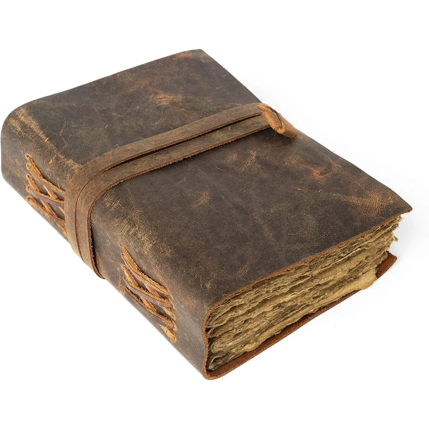 Leather Journal- Leatherbound Journal -  Antique Deckle  Paper - Leather Sketchbook - Book of Shadows Journal - Thick Journal -  Journal
