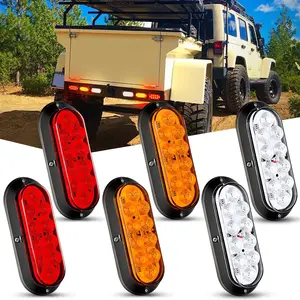 Nilight 6-Inch Oval LED Trailer Tail Lights (6PCS) - Red, White, Amber, Waterproof, Multi-Function: Stop, Brake, Turn Signal, Reverse Back Up - Surface Mount for Truck, RV, Led Blinker