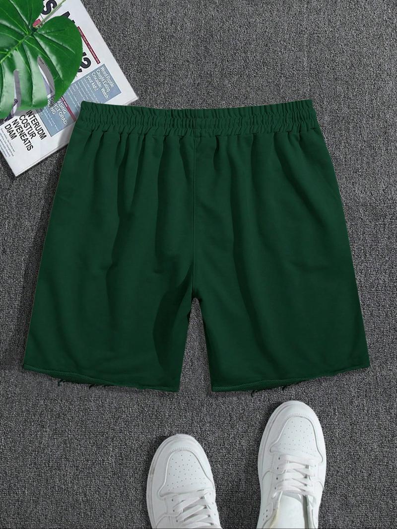 Men's Regular Fit Solid Color Track Shorts, Casual Comfy Breathable Shorts for Daily Outdoor Wear, Men's Bottoms for Summer, Menswear, Casual Streetwear Shorts