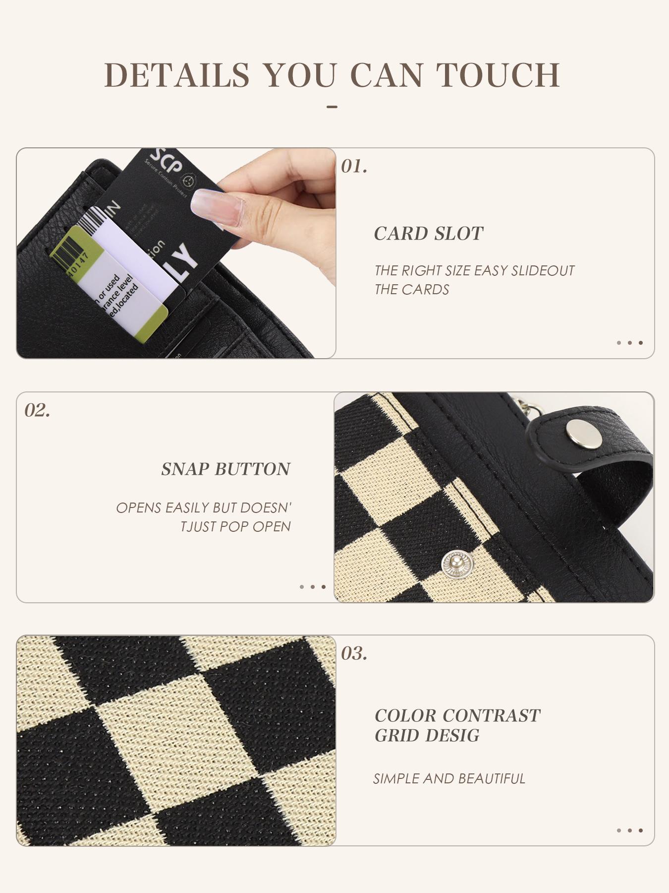 Women's Fashionable Plaid Pattern Short Wallet, Casual Versatile Card Holder with Id Window, Trendy All-match Short  Bifold Wallet for Daily Use