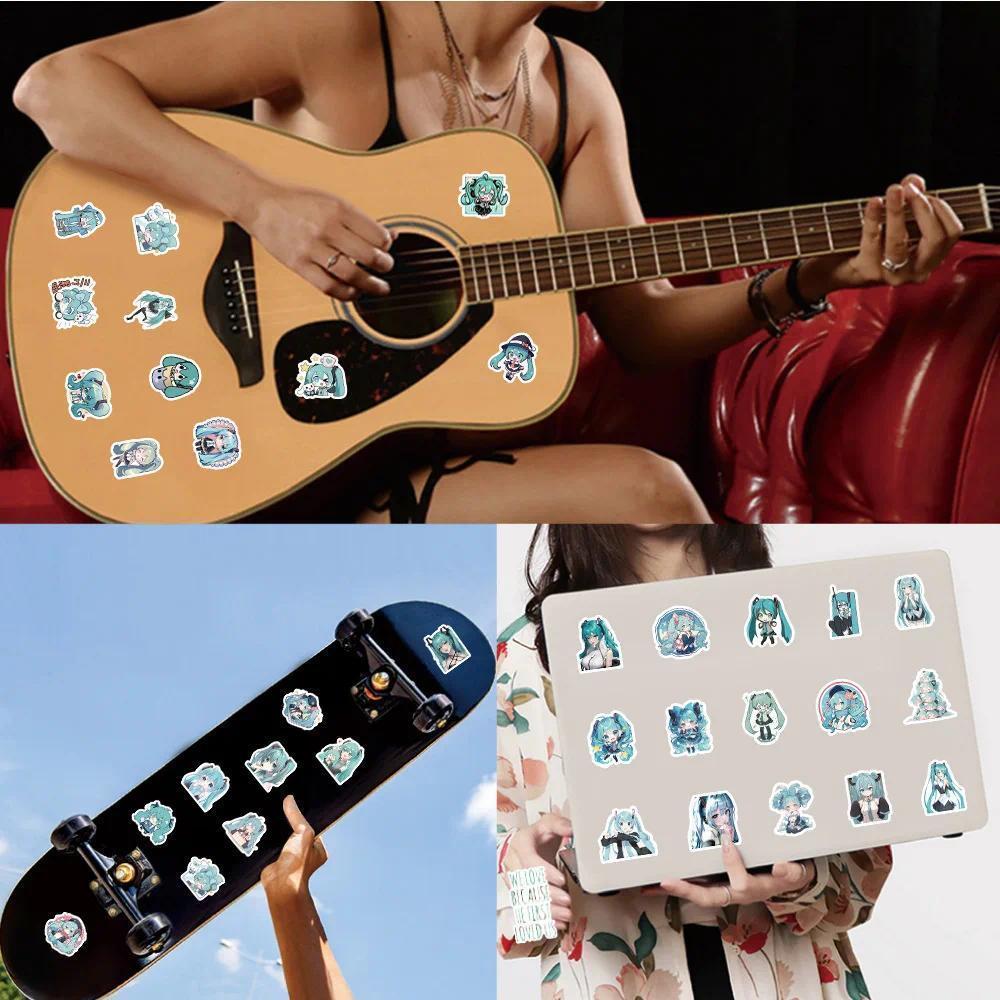 100pcs Hatsune Cute Miku Stickers Pack Waterproof Phone Case Cartoon Journaling Stationery Kawaii Packaging Laptop Stickerpopular stickers Cute beautiful