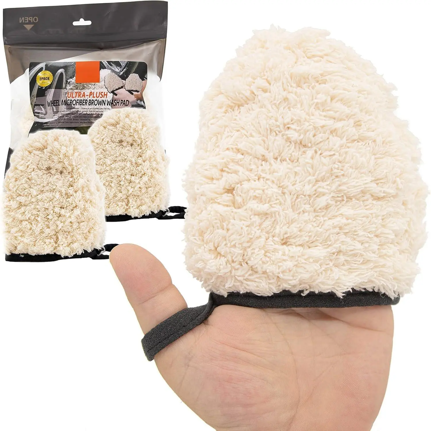 2-Pack Professional Microfiber Wash Mitts – Finger Wheel Mitt & Dusting Mitt Set – Ideal for Small Area Cleaning,  Washing & Detailing –  Auto Detailing Accessories