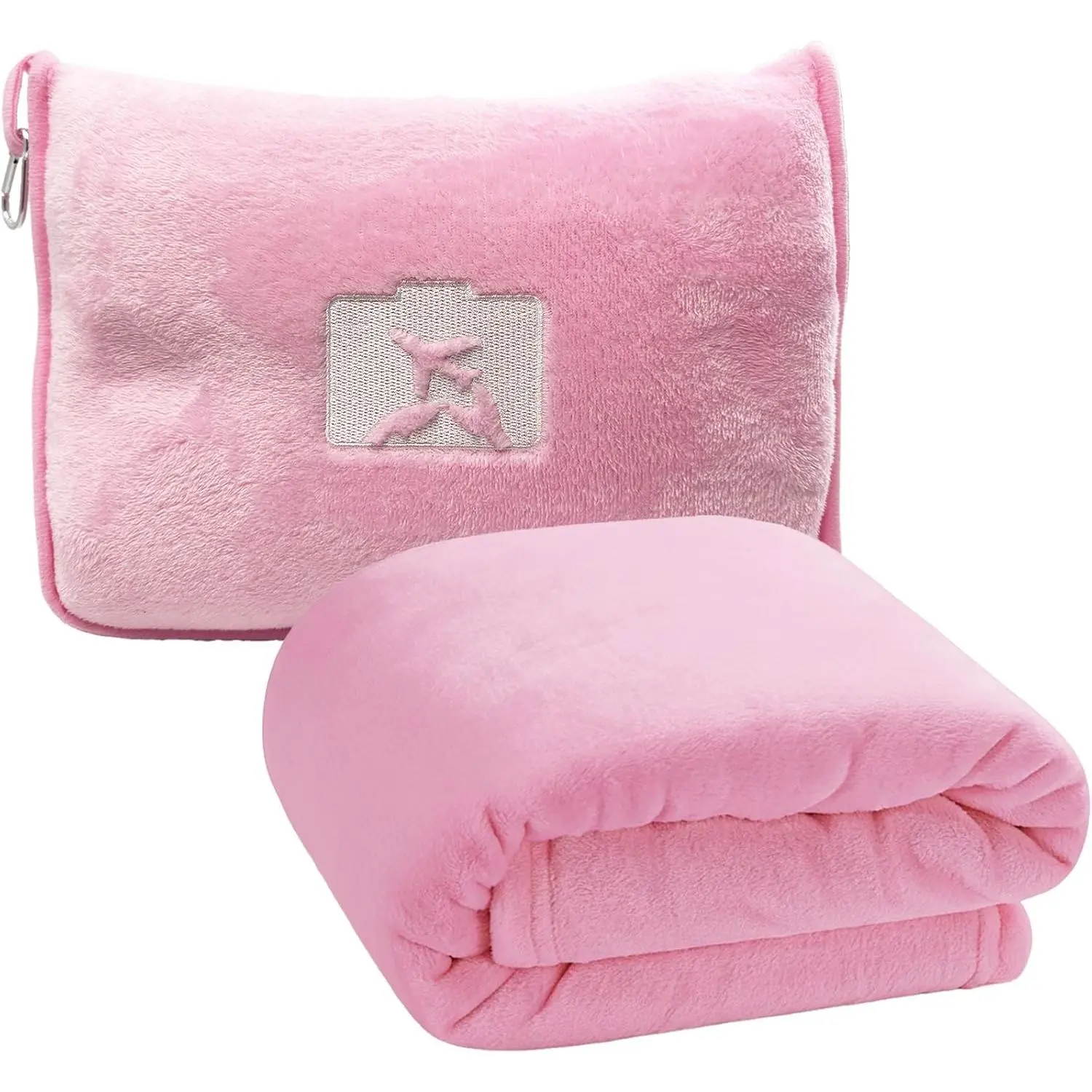 Travel Blanket and Pillow, Ultra-Soft, Compact & Lightweight, 60x50 in, Airplane Travel Essentials with Hand Luggage Sleeve and Backpack Clip, for Travel & Picnic ()