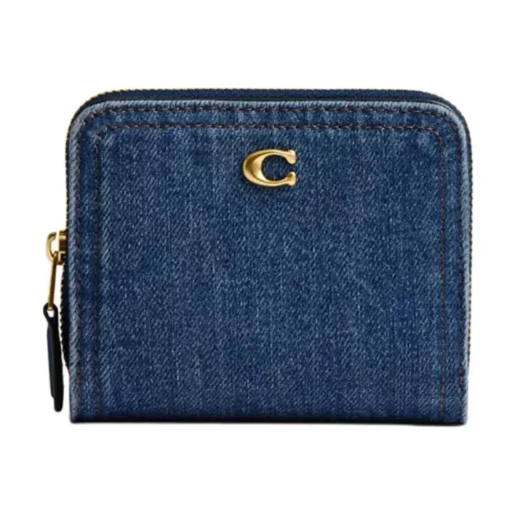 Coach Essential 10 Logo Wallet for Women in Denim and Calfskin with Blue Accents