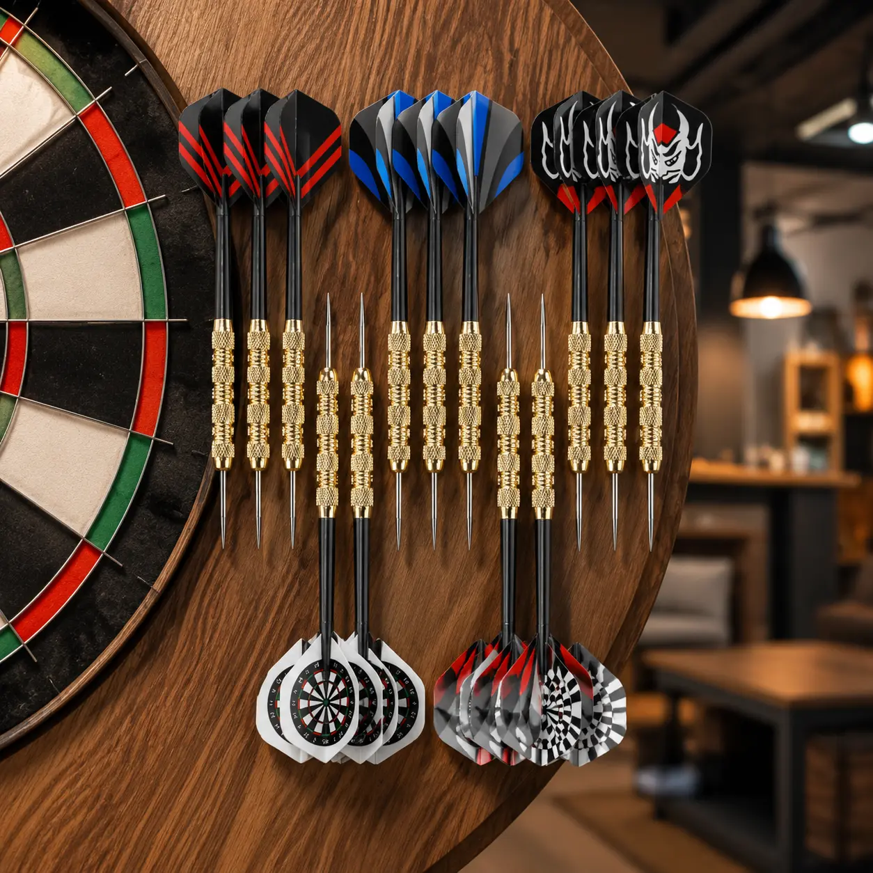 Premium 18-Piece Stainless Steel Dart Set with Precision-Machined Brass Tips, Balanced Weight Distribution, Ideal for Competitive Play and Casual Practice, Total Length 15.2 cm, Includes Protective Case