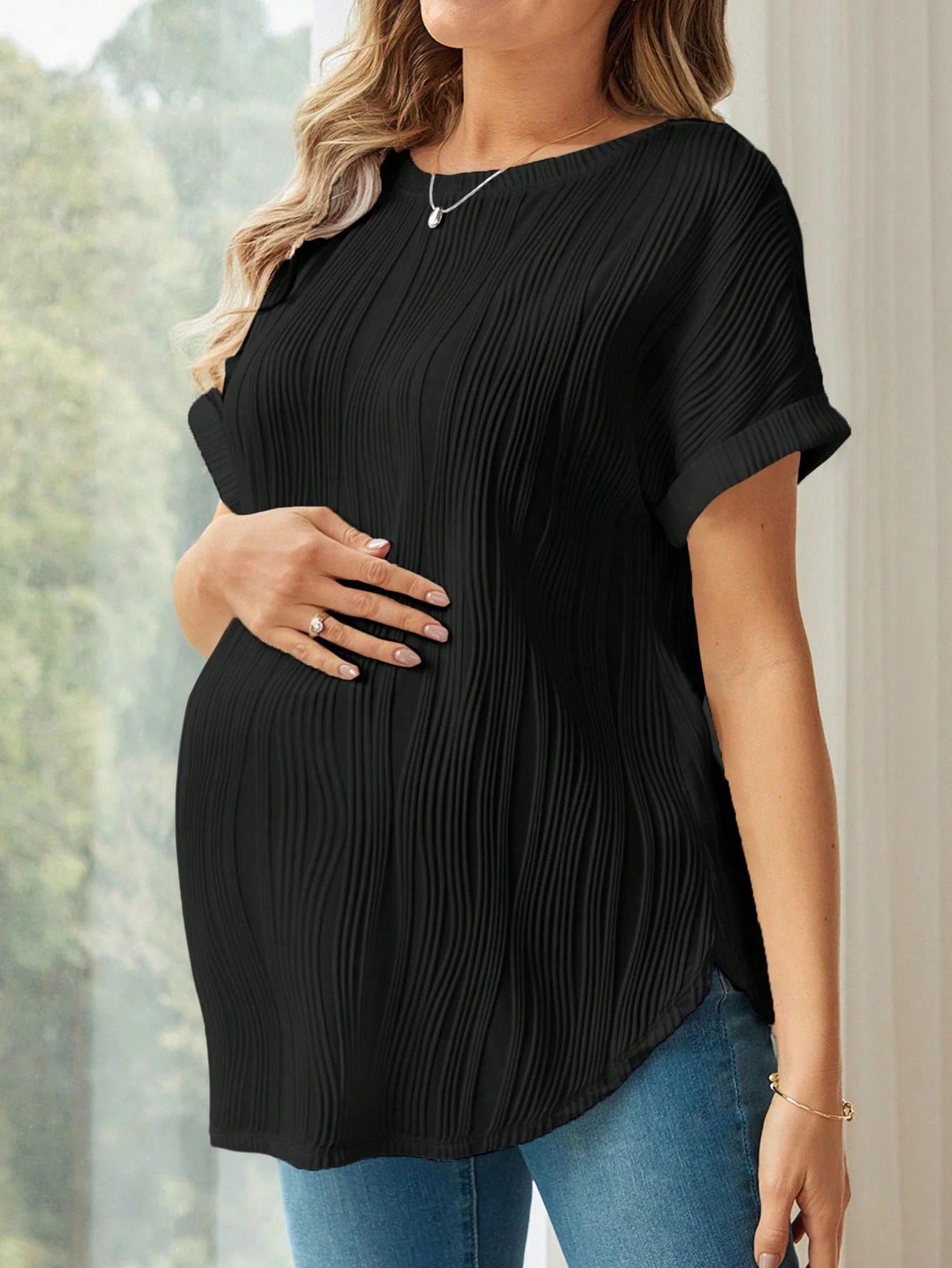 Maternity short-sleeve tops, casual summer white and black T-shirts, maternity blouses