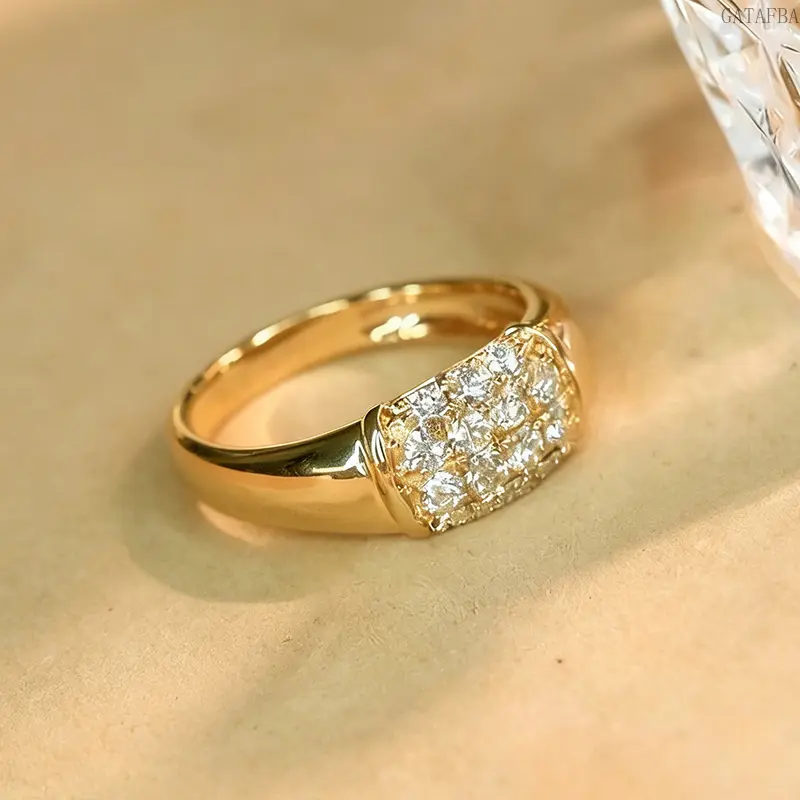 Minimalist Micro Paved Zircon Ring for Women, Shiny Metal Band Accessory