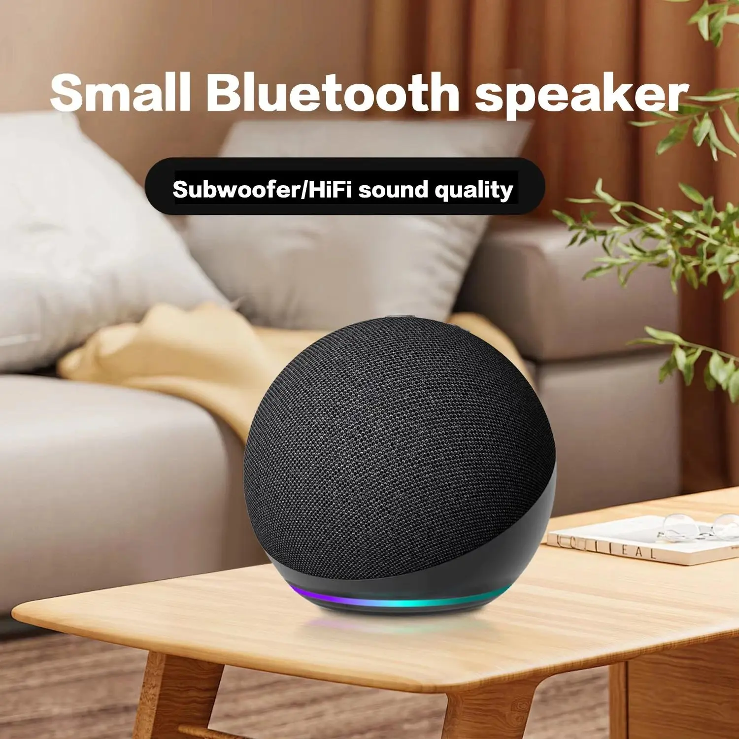 Small Bluetooth Speaker Outdoor Wireless Bluetooth Generation Mini Rgb Speaker Home Subwoofer Spherical  Compact Portable AI Smart Badge Companion Connection Usb waterproof enhance audio built-in