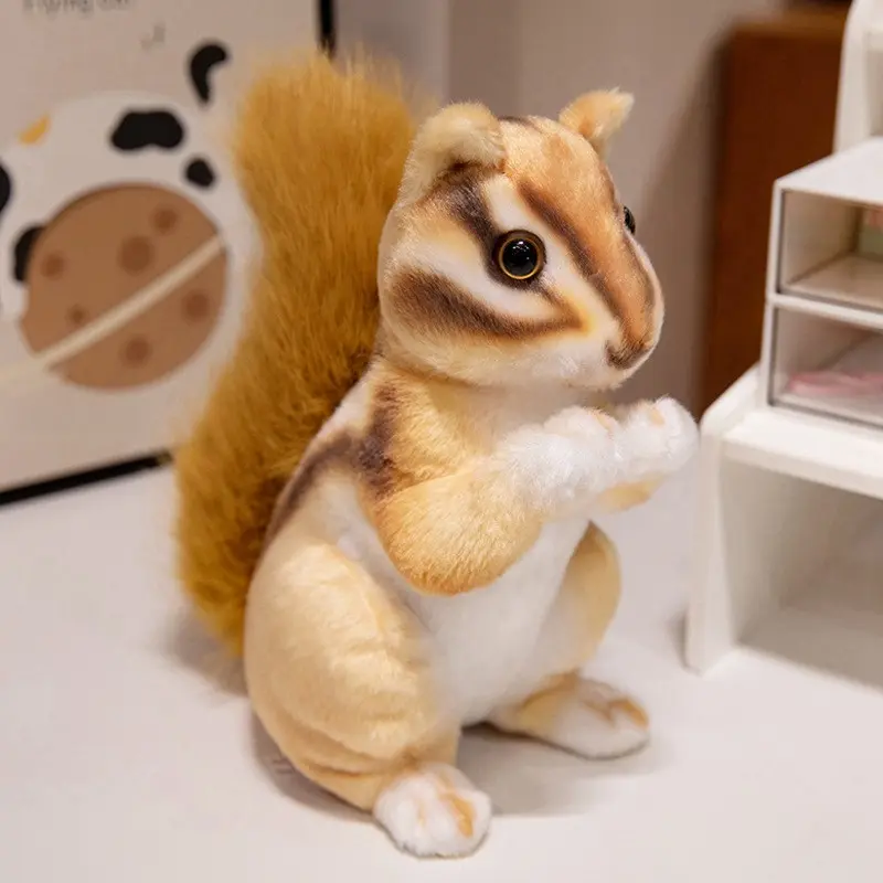 Realistic Striped Squirrel Toy, High-Quality Plush Squirrel Doll, Cute Stuffed Animal, Perfect Birthday Gift, Ideal for Halloween, Christmas, Easter