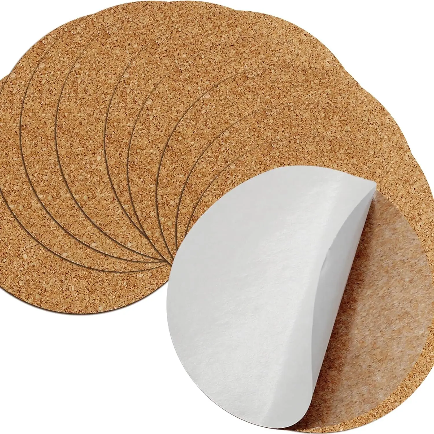 100 PCS 3" Self Adhesive Cork Sheets Round Cork Coasters Coaster Bottoms Backing with Strong Adhesive for DIY Crafts