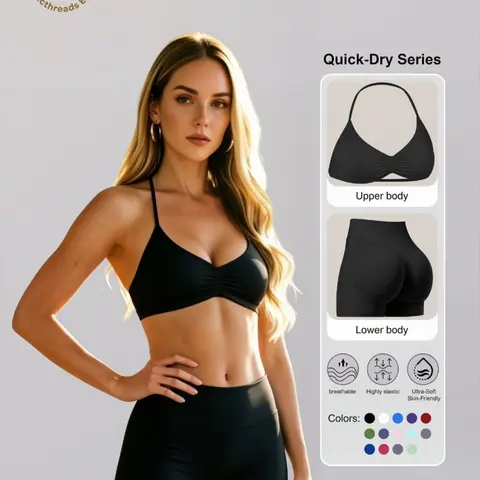 Women's Two-Piece Set, Activewear Workout Set, Activewear Sets, Solid Color Halter Top & High Waist Shorts, Sporty Breathable Sweat Wicking Quick-Dry for Yoga Gym Workout Running Sports Outfits Yoga Outfit