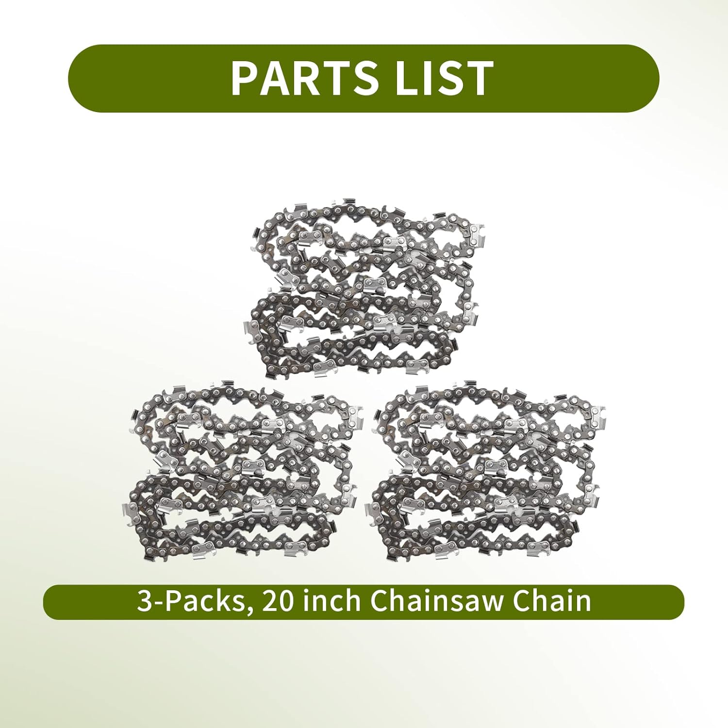 3 Pack 20" Chainsaw Chain 325" Pitch 058 Gauge 76DL Replacement for Blue Max 53543 8901 8902 Replacement for Husqvarna Stihl Poulan Craftsman Chainsaws