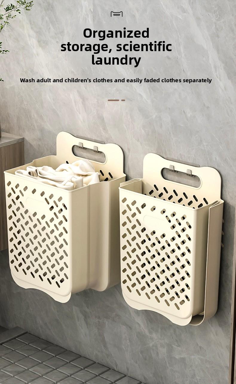 Wall-mounted foldable dirty laundry basket, household portable toilet storage basket, bathroom laundry storage basket, dirty clothes hamper