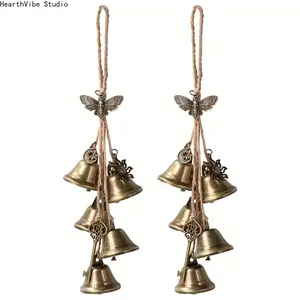 Witch bells for door handle protection, hanging copper bell witchcraft supplies, door hanging ornaments, handmade witch bells, and magical wind chimes for porch and outdoor garden decor.