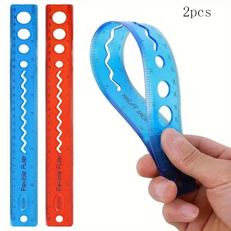 Two 11.81-inch plastic flexible rulers: straight-edge rulers for students and adults, and flexible rulers for classrooms.