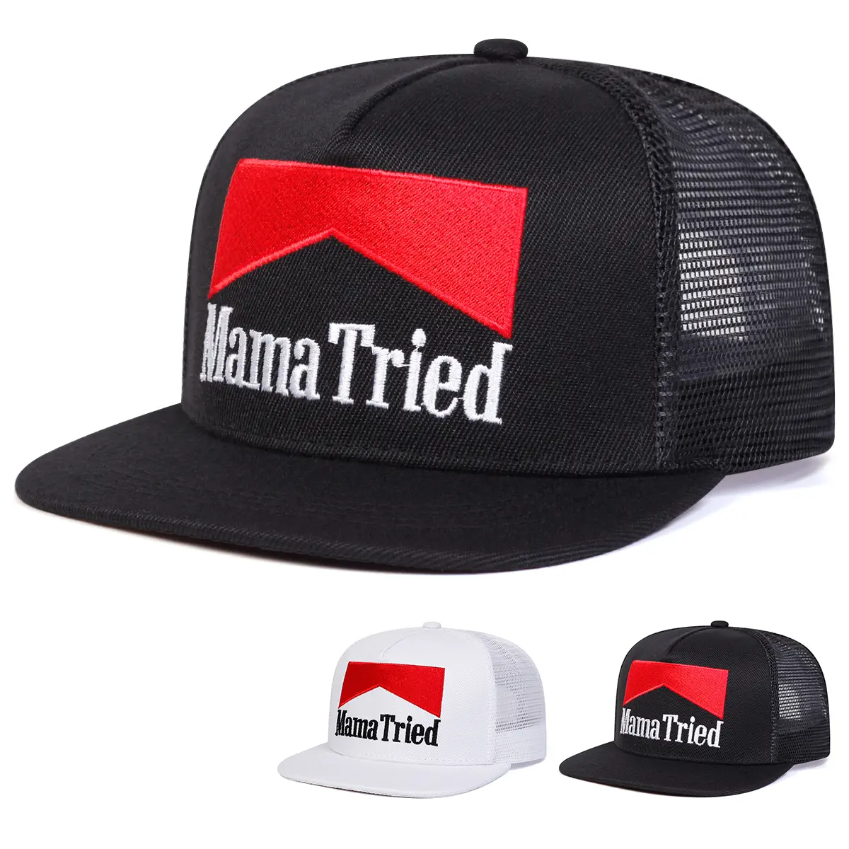 Unisex MAMA TRIED Letter Embroidered Hip Hop Hat Mesh Hat Outdoor Adjustable Sunscreen Leisure Hat Spring Autumn Travel Tourism Beach Vacation